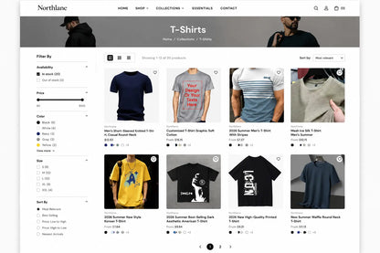 Fashion apparel collection page design for Northlance by Ecomplix, showcasing modern clothing layout and stylish visuals.