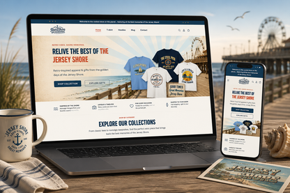 RetroShore Retro Apparel Shopify store header featuring vintage-inspired clothing designs by Ecomplix.
