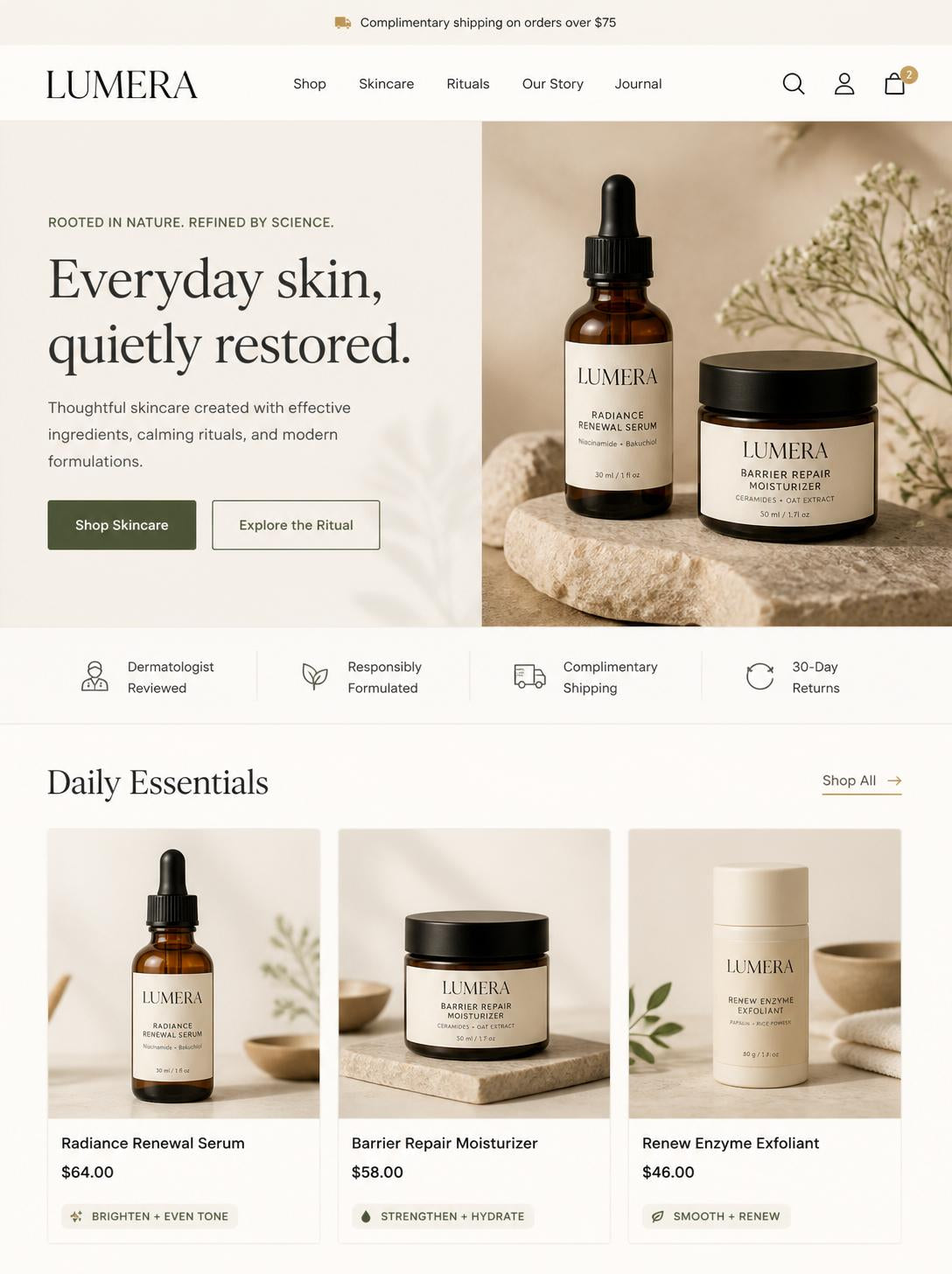Custom Shopify storefront designed by ECOMPLIX shown on desktop
