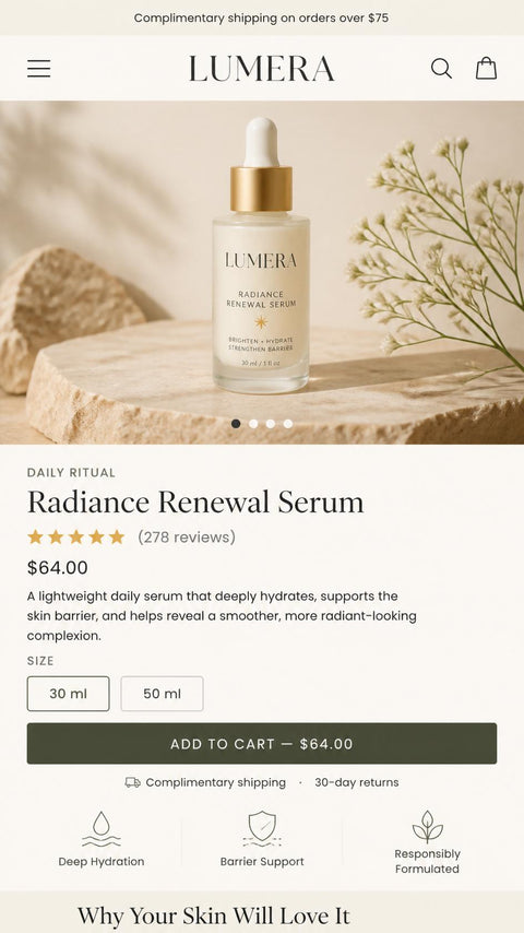 Responsive Shopify mobile experience